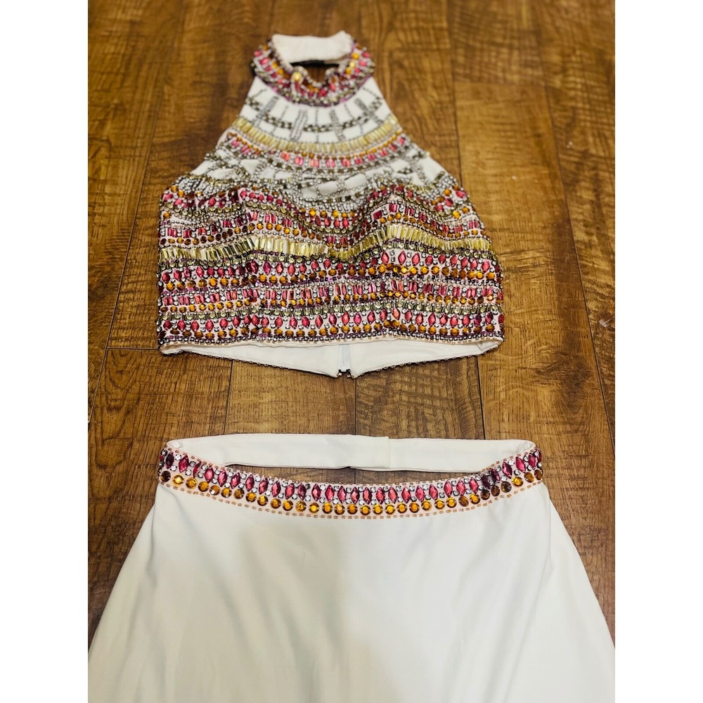 Dave & Johnny Embellished Halter Top‎ and Skirt Set Party Cocktail Size 7/8 - Picture 2 of 11
